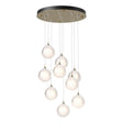 Hubbardton Forge 2023 Modern Brass Frosted Glass (FD) Long Fritz Globe 9-Light Pendant