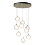 Hubbardton Forge 2023 Modern Brass Frosted Glass (FD) Long Fritz Globe 9-Light Pendant