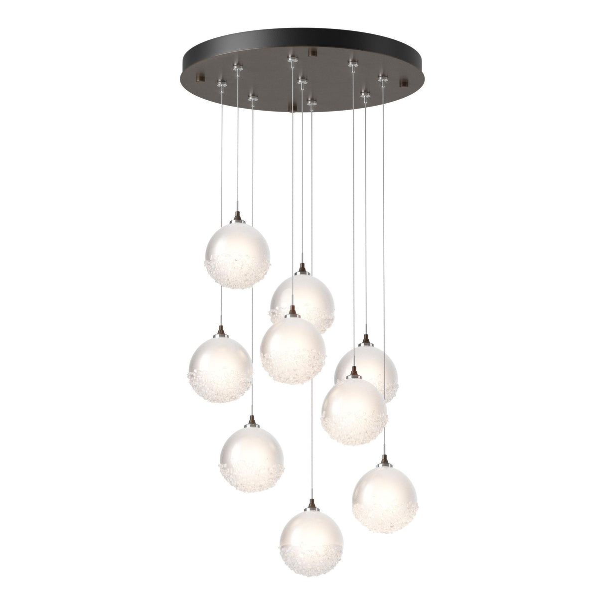 Hubbardton Forge 2023 Bronze Frosted Glass (FD) Standard Fritz Globe 9-Light Pendant