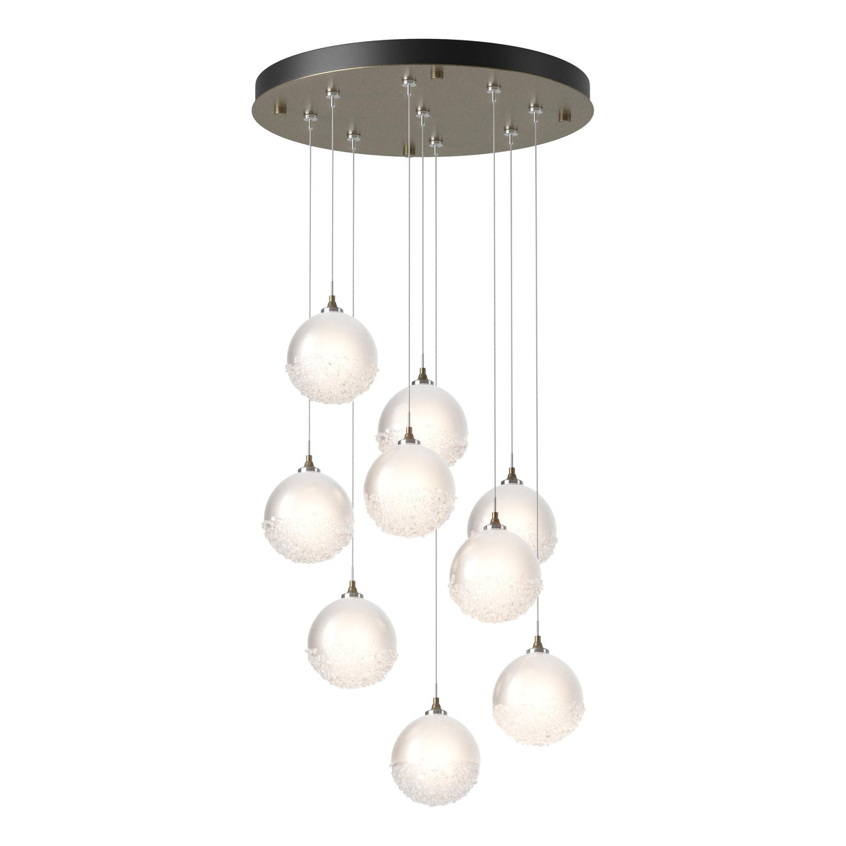 Hubbardton Forge 2023 Soft Gold Frosted Glass (FD) Standard Fritz Globe 9-Light Pendant