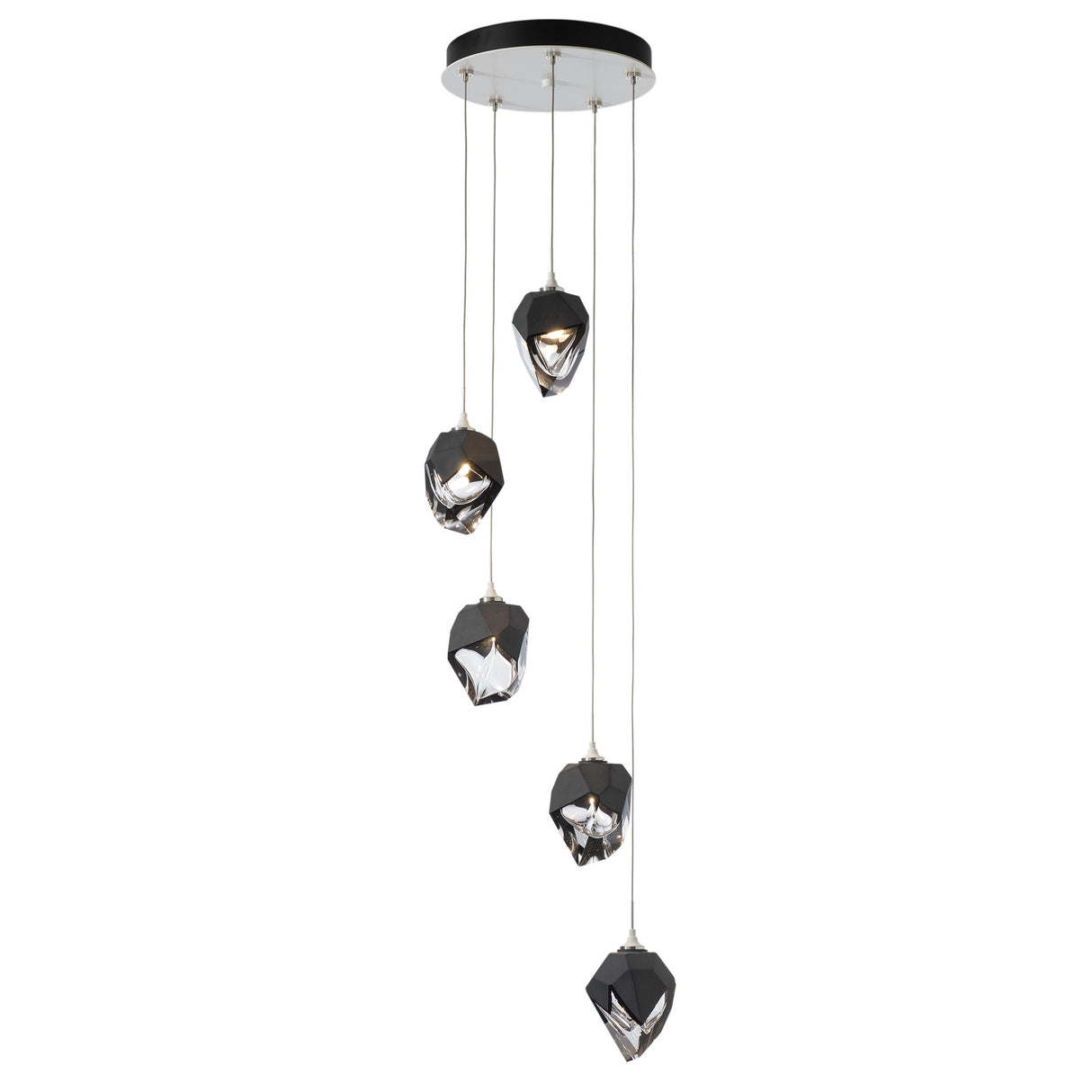 Hubbardton Forge 2023 White Black Crystal (BP) Long Chrysalis 5-Light Small Crystal Pendant