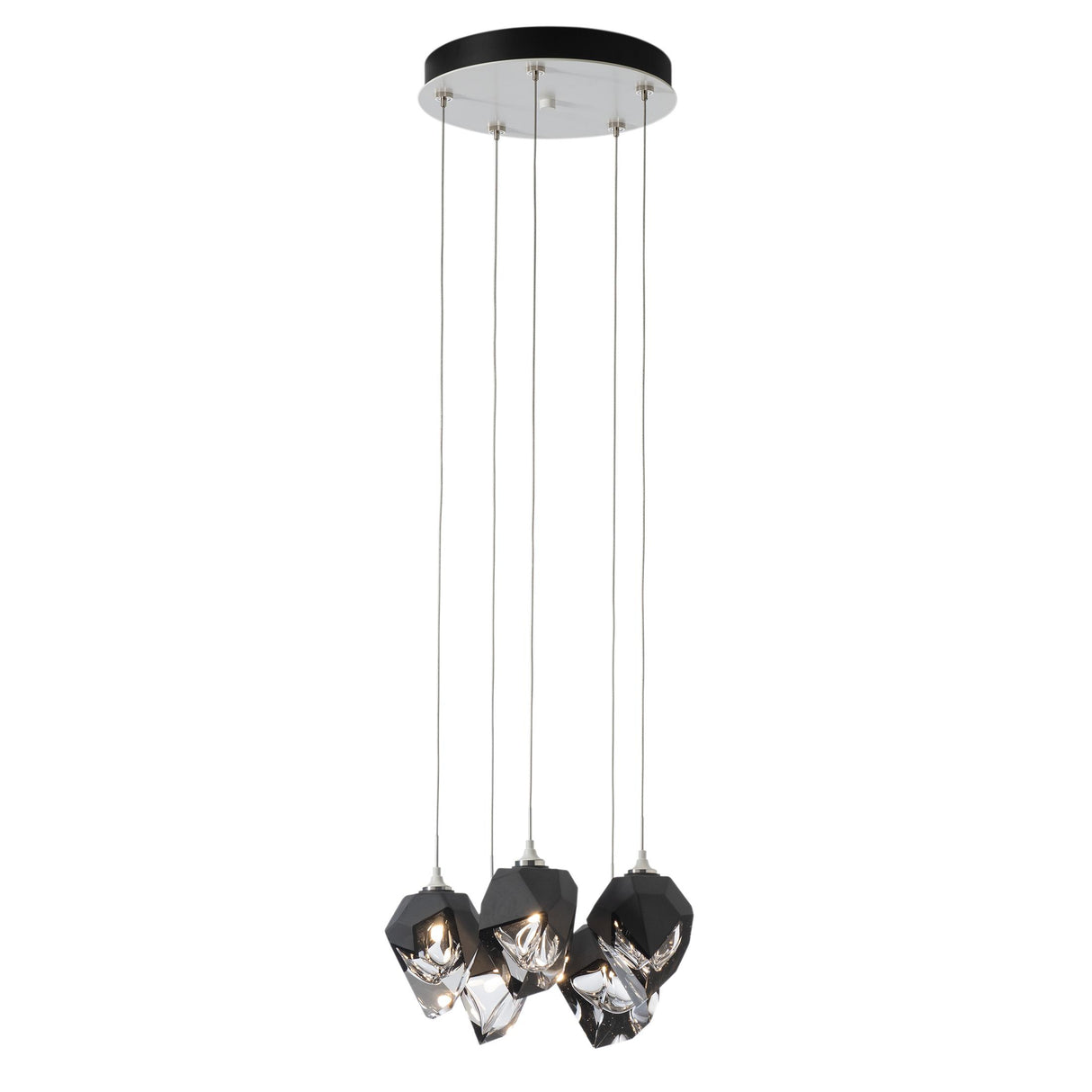 Hubbardton Forge 2023 White Black Crystal (BP) Long Chrysalis 5-Light Small Crystal Pendant