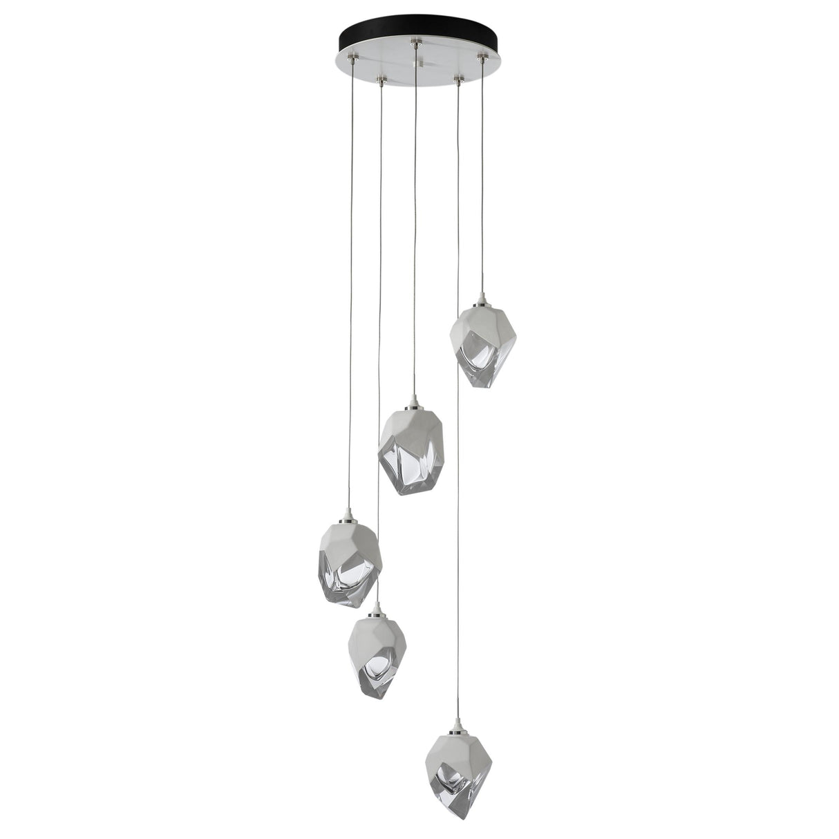 Hubbardton Forge 2023 White White Crystal (WP) Long Chrysalis 5-Light Small Crystal Pendant