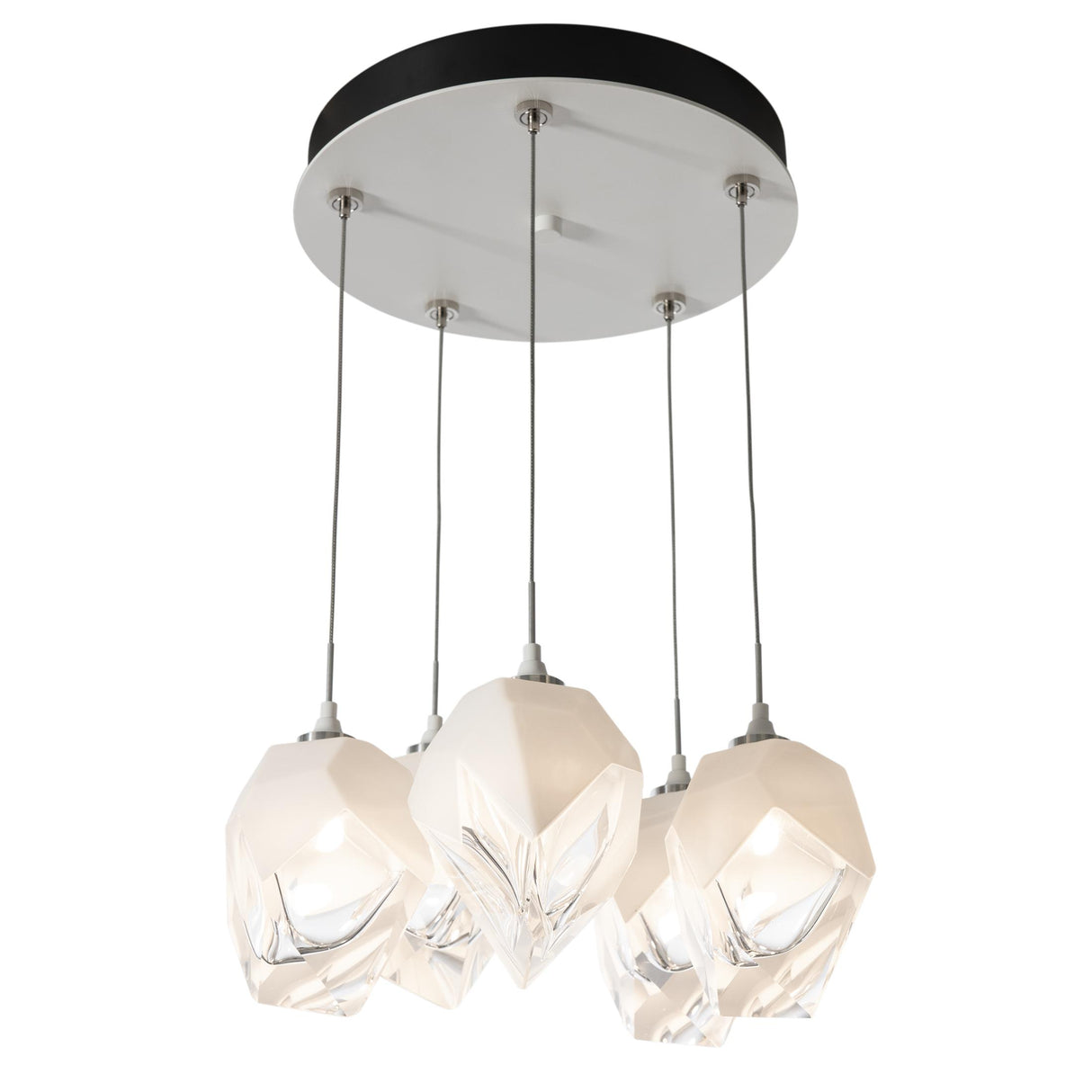 Hubbardton Forge 2023 White White Crystal (WP) Long Chrysalis 5-Light Small Crystal Pendant