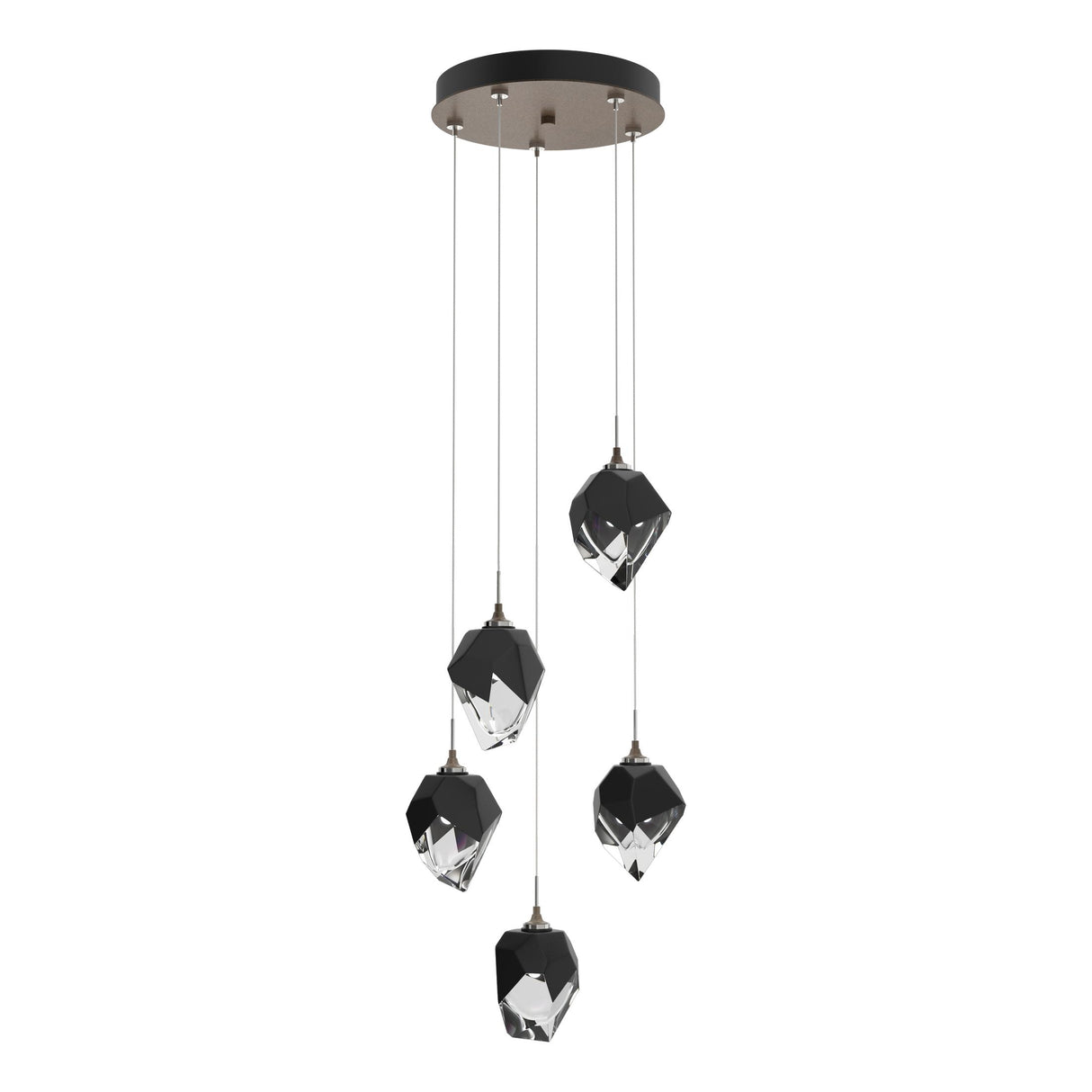 Hubbardton Forge 2023 Bronze Black Crystal (BP) Long Chrysalis 5-Light Small Crystal Pendant