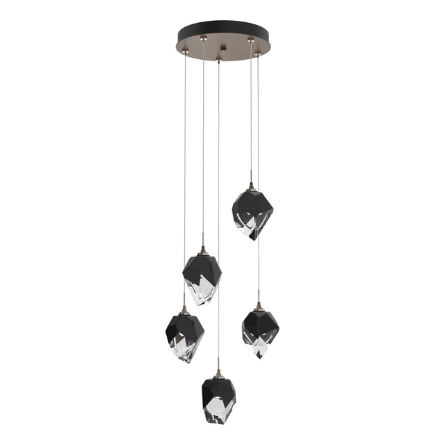 Hubbardton Forge 2023 Bronze Black Crystal (BP) Long Chrysalis 5-Light Small Crystal Pendant