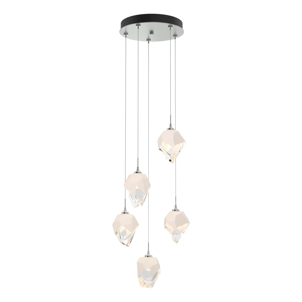 Hubbardton Forge 2023 Vintage Platinum White Crystal (WP) Long Chrysalis 5-Light Small Crystal Pendant
