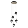 Hubbardton Forge 2023 Soft Gold Black Crystal (BP) Long Chrysalis 5-Light Small Crystal Pendant