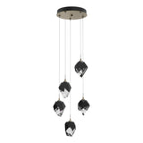 Hubbardton Forge 2023 Soft Gold Black Crystal (BP) Long Chrysalis 5-Light Small Crystal Pendant