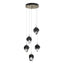 Hubbardton Forge 2023 Soft Gold Black Crystal (BP) Long Chrysalis 5-Light Small Crystal Pendant