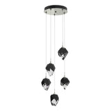 Hubbardton Forge 2023 Sterling Black Crystal (BP) Long Chrysalis 5-Light Small Crystal Pendant