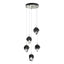 Hubbardton Forge 2023 Sterling Black Crystal (BP) Long Chrysalis 5-Light Small Crystal Pendant
