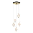 Hubbardton Forge 2023 Modern Brass White Crystal (WP) Long Chrysalis 5-Light Small Crystal Pendant