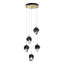 Hubbardton Forge 2023 Modern Brass Black Crystal (BP) Long Chrysalis 5-Light Small Crystal Pendant