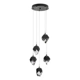 Hubbardton Forge 2023 Ink Black Crystal (BP) Long Chrysalis 5-Light Small Crystal Pendant