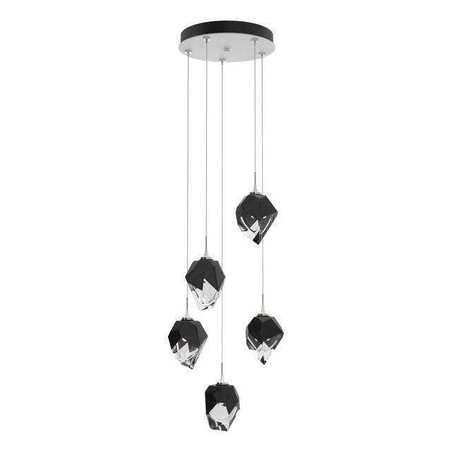 Hubbardton Forge 2023 White Black Crystal (BP) Standard Chrysalis 5-Light Small Crystal Pendant
