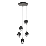 Hubbardton Forge 2023 Dark Smoke Black Crystal (BP) Standard Chrysalis 5-Light Small Crystal Pendant