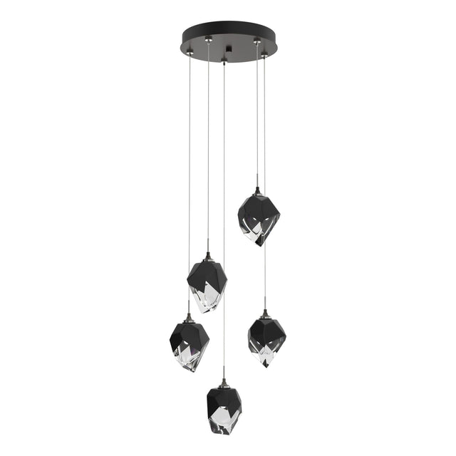 Hubbardton Forge 2023 Oil Rubbed Bronze Black Crystal (BP) Standard Chrysalis 5-Light Small Crystal Pendant