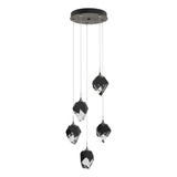 Hubbardton Forge 2023 Natural Iron Black Crystal (BP) Standard Chrysalis 5-Light Small Crystal Pendant