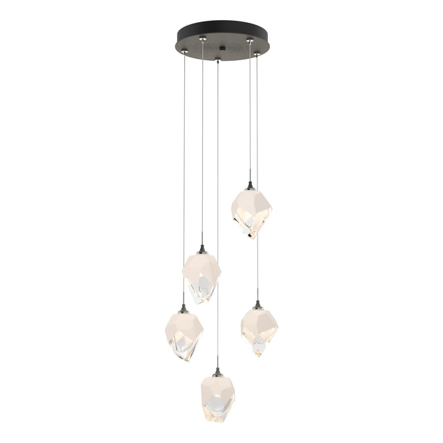 Hubbardton Forge 2023 Natural Iron White Crystal (WP) Standard Chrysalis 5-Light Small Crystal Pendant