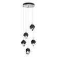 Hubbardton Forge 2023 Vintage Platinum Black Crystal (BP) Standard Chrysalis 5-Light Small Crystal Pendant