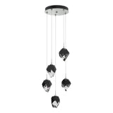 Hubbardton Forge 2023 Vintage Platinum Black Crystal (BP) Standard Chrysalis 5-Light Small Crystal Pendant