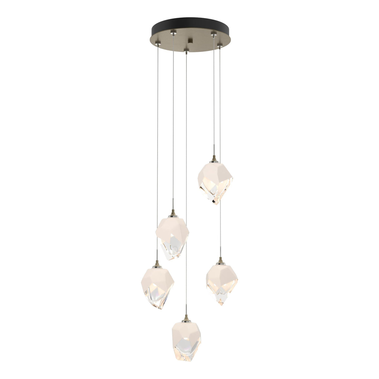 Hubbardton Forge 2023 Soft Gold White Crystal (WP) Standard Chrysalis 5-Light Small Crystal Pendant