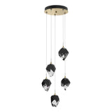 Hubbardton Forge 2023 Modern Brass Black Crystal (BP) Standard Chrysalis 5-Light Small Crystal Pendant