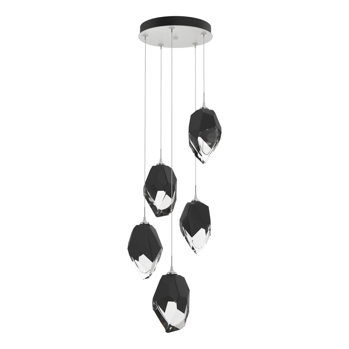 Hubbardton Forge 2023 White Black Crystal (BP) Long Chrysalis 5-Light Large Crystal Pendant