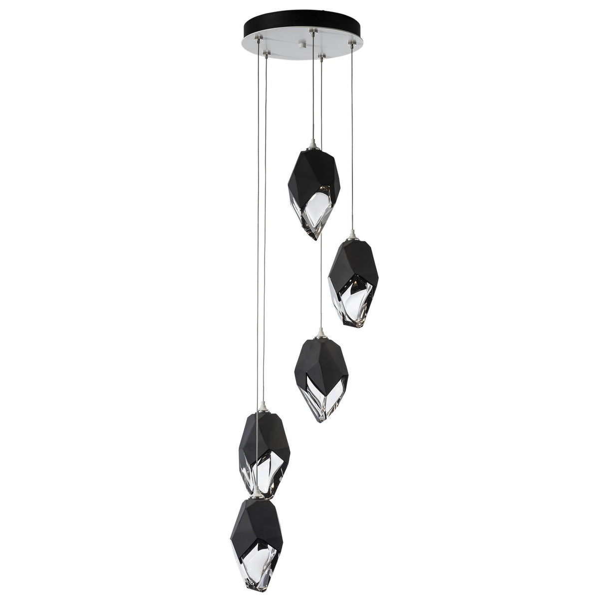 Hubbardton Forge 2023 White Black Crystal (BP) Long Chrysalis 5-Light Large Crystal Pendant