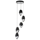 Hubbardton Forge 2023 White Black Crystal (BP) Long Chrysalis 5-Light Large Crystal Pendant