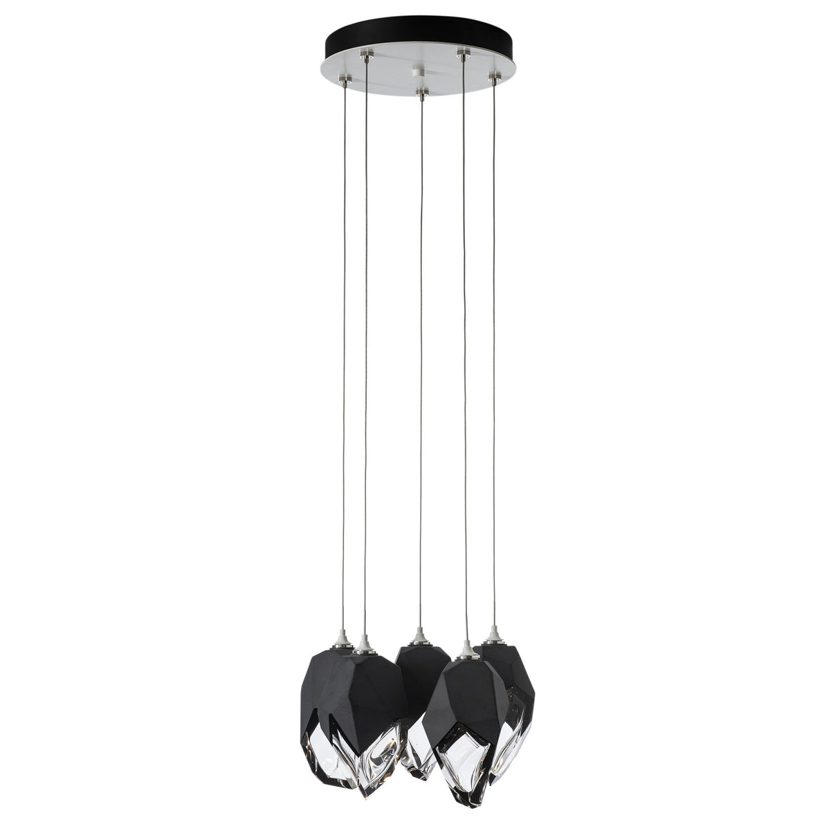 Hubbardton Forge 2023 White Black Crystal (BP) Long Chrysalis 5-Light Large Crystal Pendant