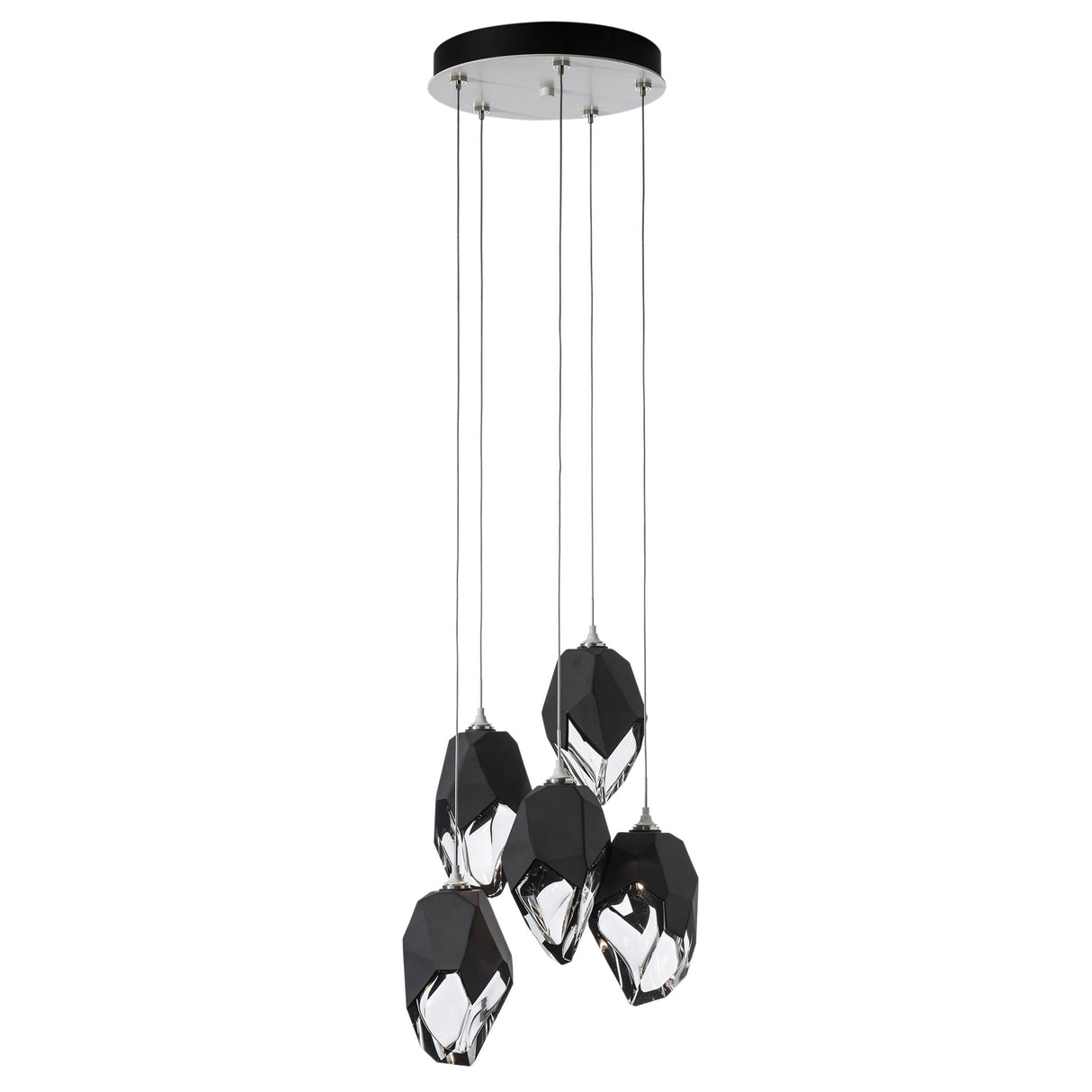 Hubbardton Forge 2023 White Black Crystal (BP) Long Chrysalis 5-Light Large Crystal Pendant