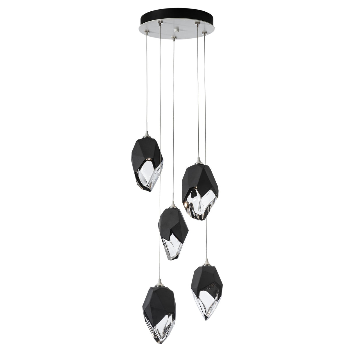 Hubbardton Forge 2023 White Black Crystal (BP) Long Chrysalis 5-Light Large Crystal Pendant
