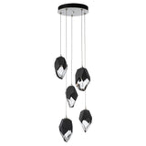 Hubbardton Forge 2023 White Black Crystal (BP) Long Chrysalis 5-Light Large Crystal Pendant