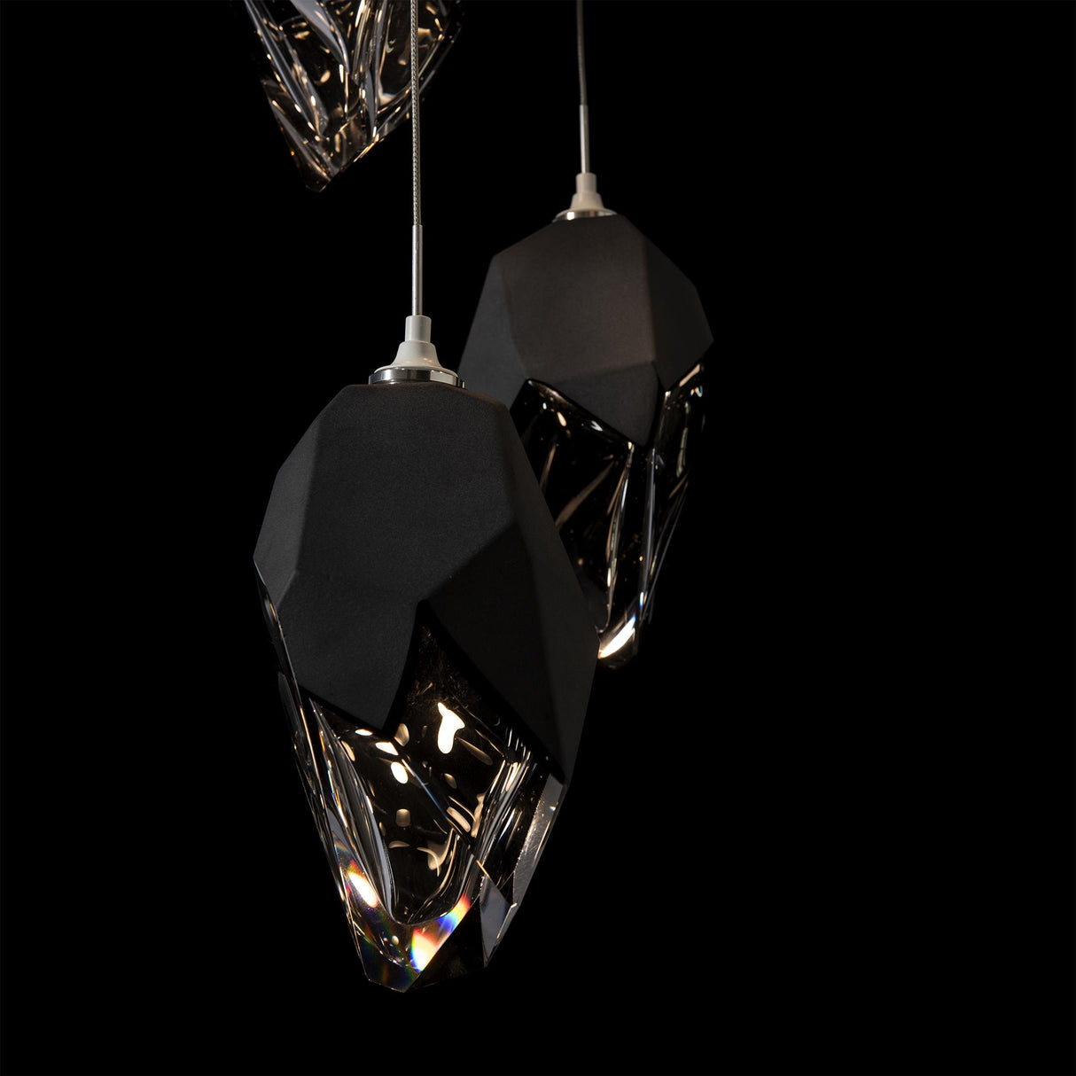 Hubbardton Forge 2023 White Black Crystal (BP) Long Chrysalis 5-Light Large Crystal Pendant