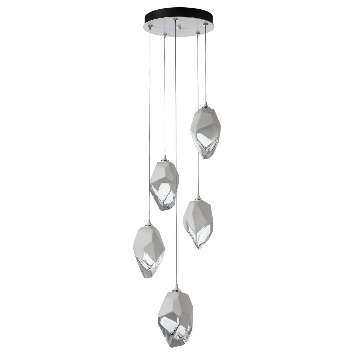 Hubbardton Forge 2023 White White Crystal (WP) Long Chrysalis 5-Light Large Crystal Pendant