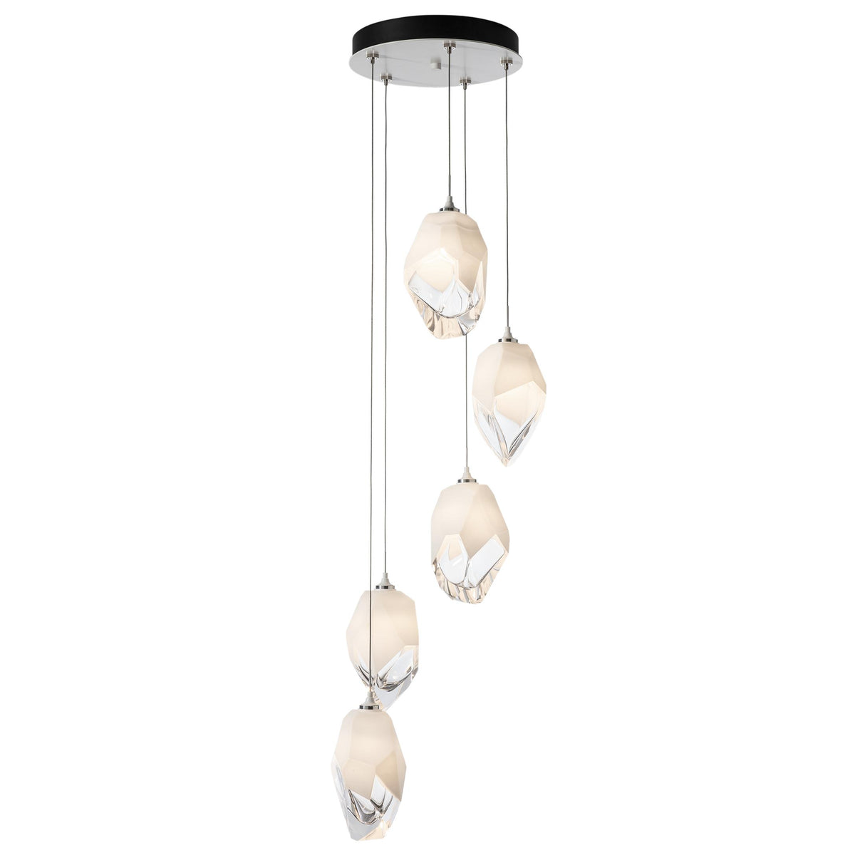 Hubbardton Forge 2023 White White Crystal (WP) Long Chrysalis 5-Light Large Crystal Pendant