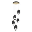 Hubbardton Forge 2023 Modern Brass Black Crystal (BP) Long Chrysalis 5-Light Large Crystal Pendant
