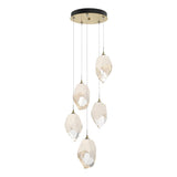 Hubbardton Forge 2023 Modern Brass White Crystal (WP) Long Chrysalis 5-Light Large Crystal Pendant