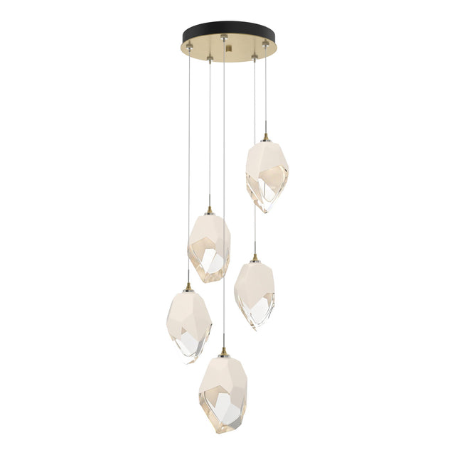Hubbardton Forge 2023 Modern Brass White Crystal (WP) Long Chrysalis 5-Light Large Crystal Pendant