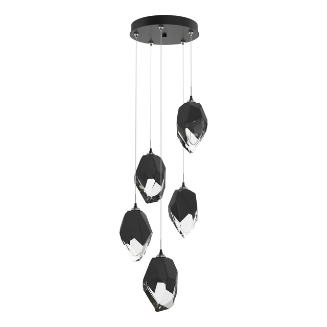 Hubbardton Forge 2023 Ink Black Crystal (BP) Long Chrysalis 5-Light Large Crystal Pendant