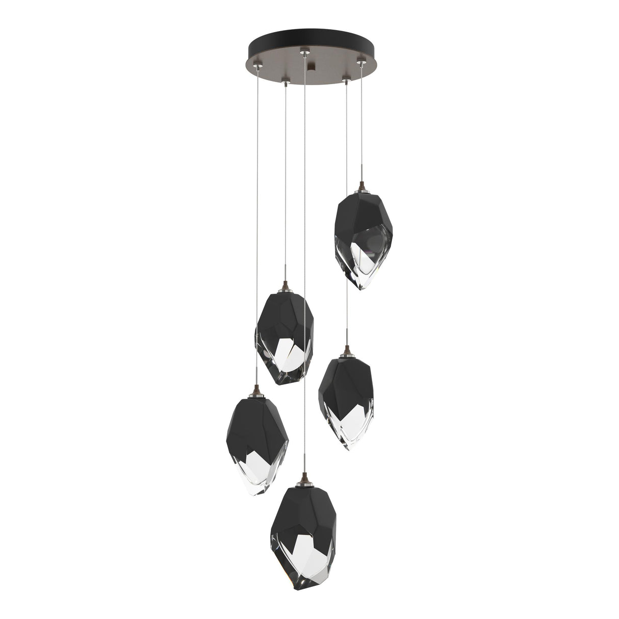 Hubbardton Forge 2023 Bronze Black Crystal (BP) Standard Chrysalis 5-Light Large Crystal Pendant