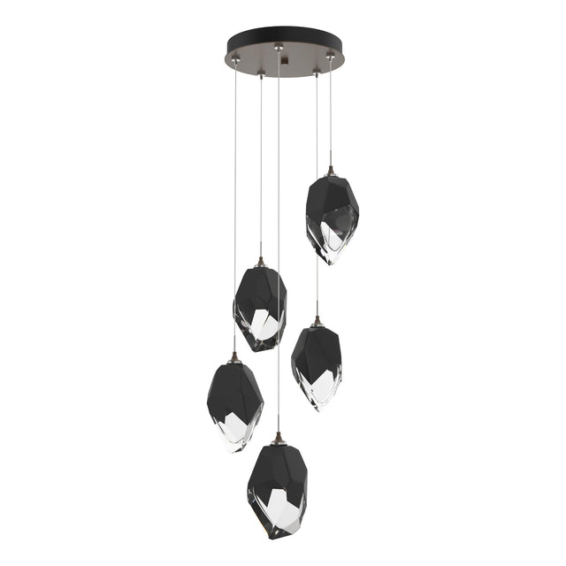 Hubbardton Forge 2023 Bronze Black Crystal (BP) Standard Chrysalis 5-Light Large Crystal Pendant