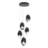 Hubbardton Forge 2023 Natural Iron Black Crystal (BP) Standard Chrysalis 5-Light Large Crystal Pendant