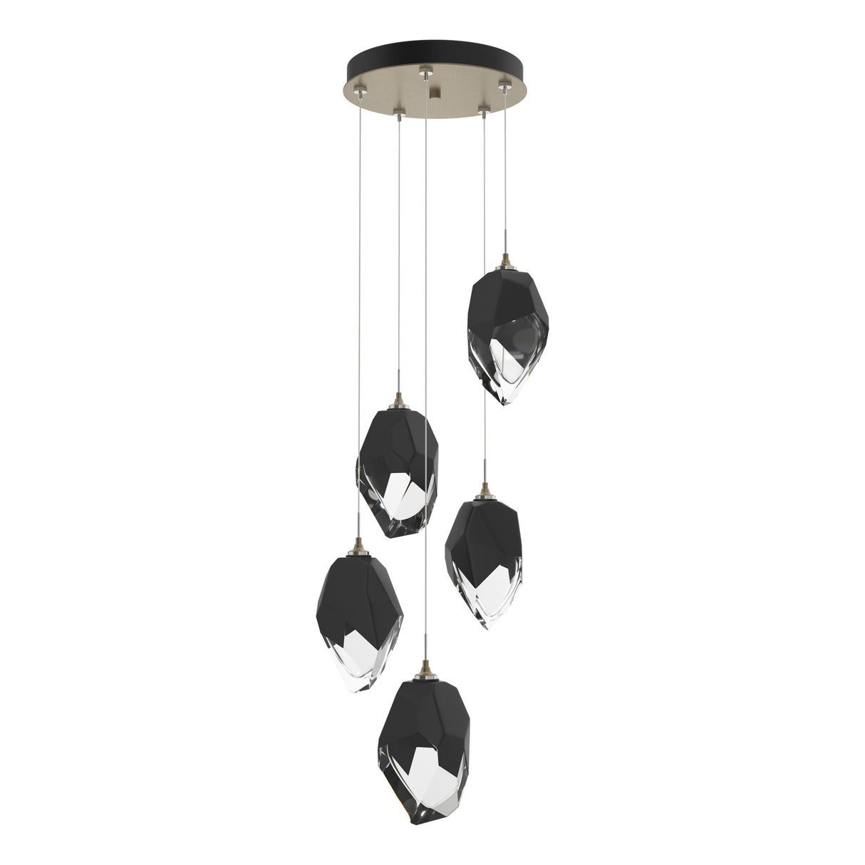 Hubbardton Forge 2023 Soft Gold Black Crystal (BP) Standard Chrysalis 5-Light Large Crystal Pendant