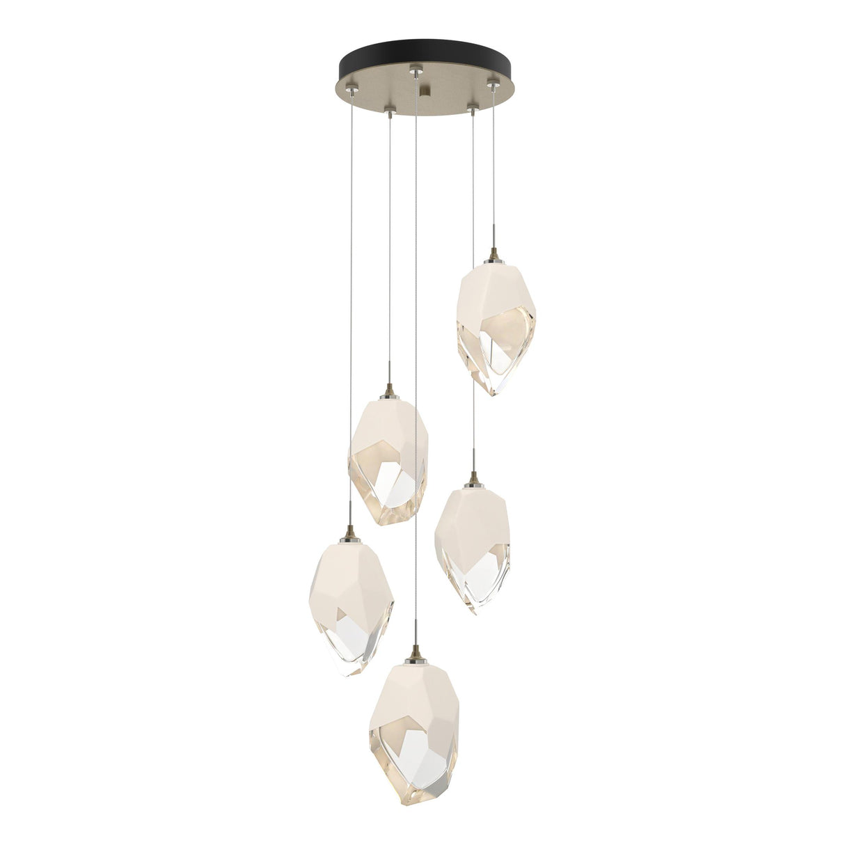 Hubbardton Forge 2023 Soft Gold White Crystal (WP) Standard Chrysalis 5-Light Large Crystal Pendant