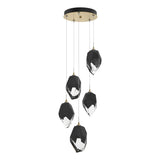 Hubbardton Forge 2023 Modern Brass Black Crystal (BP) Standard Chrysalis 5-Light Large Crystal Pendant