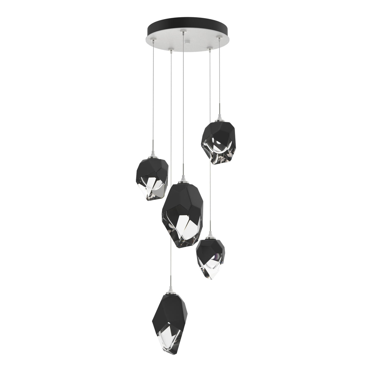 Hubbardton Forge 2023 White Black Crystal (BP) Long Chrysalis 5-Light Mixed Crystal Pendant