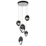Hubbardton Forge 2023 White Black Crystal (BP) Long Chrysalis 5-Light Mixed Crystal Pendant